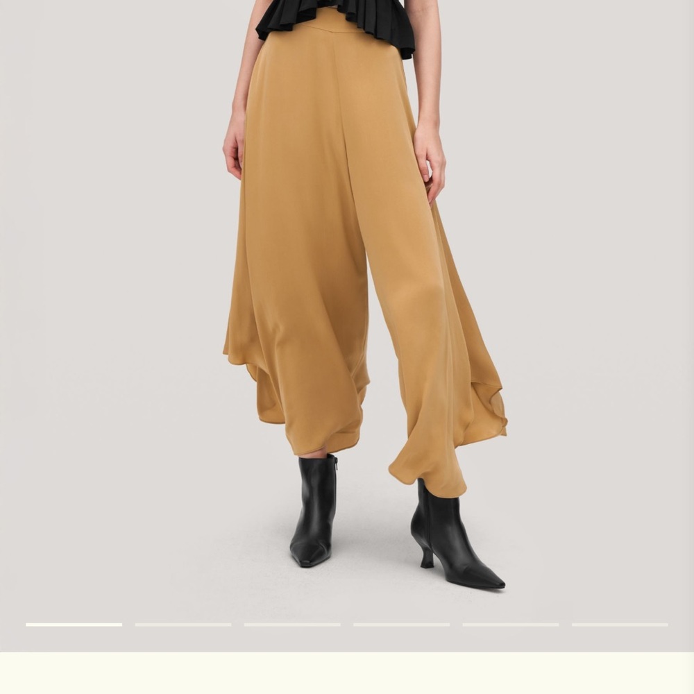 Lily silk wide-leg fig pants-taffy